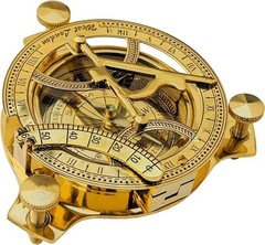Vintage Triangle Brass Sundial Compass with Leather Case Handmade Nautical Gift