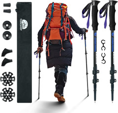 Collapsible Trekking Poles for Hiking 2 Pack Adjustable Aluminum Lightweight