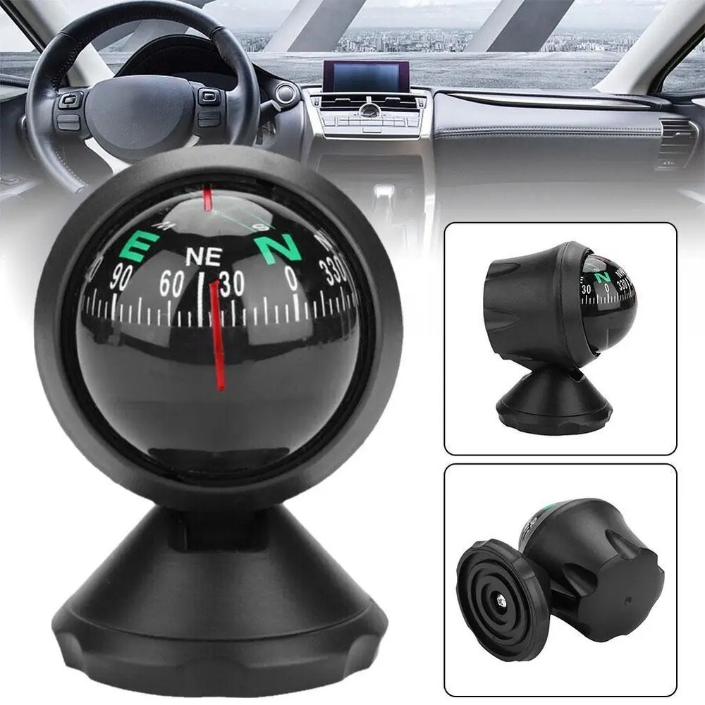 Share Compass for Car with Bottom Stick Car Compass Ball,Adjustible and Night Vi