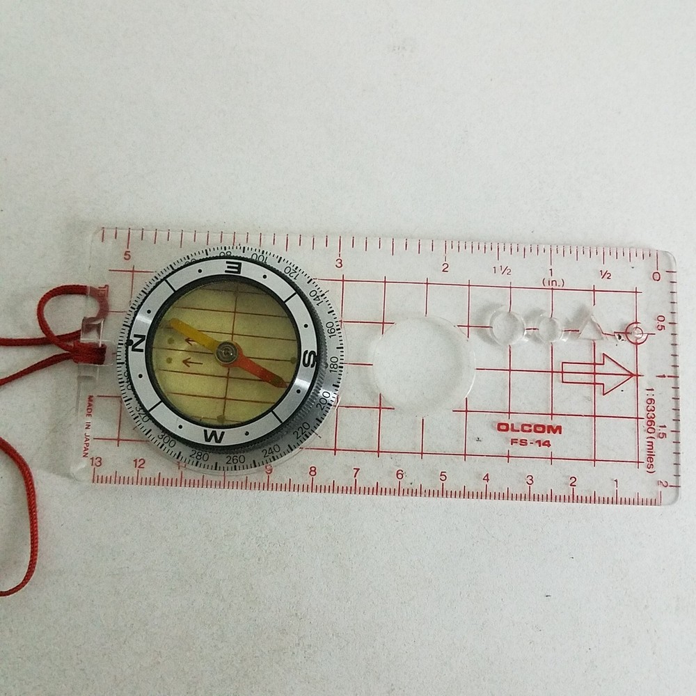 Orienteering Compass Olcom Fs-14 With Lanyard Made In Japan