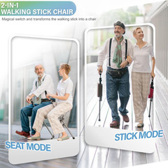Ta-Da Chair Series 1 Pro, Portable Trekking Hiking Pole, Folding Walking Stick w