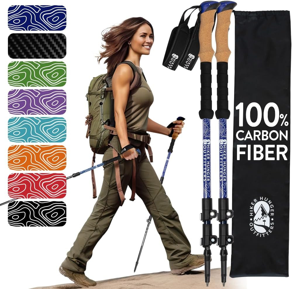 100% Carbon Fiber Trekking Poles by USA Brand – Ultra Strong Lightweight Collaps