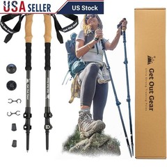 Ultra Strong Carbon Fiber Trekking Poles Adjustable Collapsible W/ EZ Flip Lock