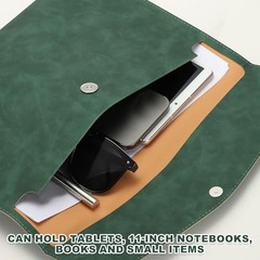 PU Leather A4 File Folder, Document Holder Filing Organizer Portfolio 1 Green