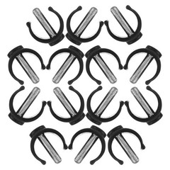 14Pcs Reusable C Shaped Buckle Clips for Walking Cane Attachments Black ABS Set