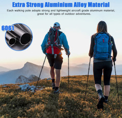1X Trekking Poles Nordic Walking Hiking Sticks Adjustable Anti-shock Alpenstock