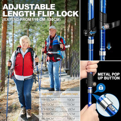 Trekking Poles Collapsible Hiking Poles – 2 Pcs Aluminum Alloy 7075 Trekking Sti