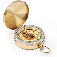 Gold Metal Pocket Compass, Compact, Ideal for Hiking, Camping, Outdoor Activi…