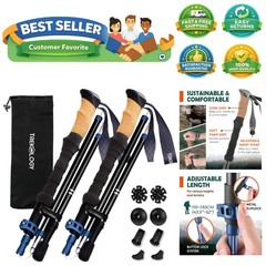 Trek-Z Cork Grip Trekking Poles – Lightweight Folding Hiking Poles, Adjustabl…