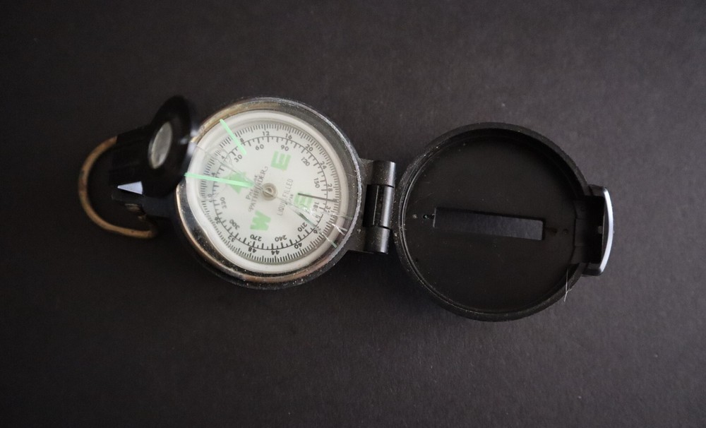 Engineer Lensatic Compass Black Plastic Hiking Backpacking Display