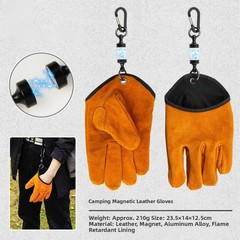Heat Resistant Leather Gloves for Grilling Camping with Magnetic Accessory