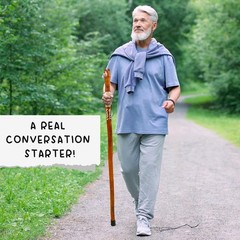 Carved Walking Stick with Animal Head – Lightweight and Strong Wooden Treckking
