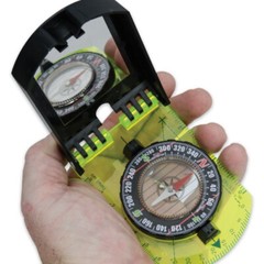 MULTI-FUNCTIONAL SURVIVAL COMPASS WITH SIGNAL MIRROR ROTATING RING, POCKET READY