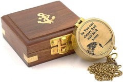 Directional Nautical Brass Compass W Wood Box Personalized Engraved Compass Gift
