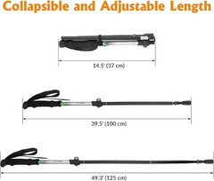 Lightweight Collapsible Folding Trekking Pole, Adjustable Height 13″-53″, Black