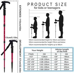 Retractable Trekking Pole Aluminum Alloy Walking Poles Portable Hiking Pole S…
