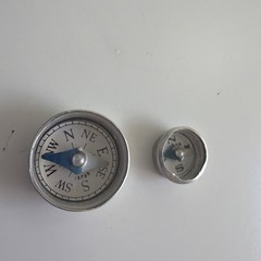 Vintage Mini Compass Lot Japan TINY Silver Metal Navigator N S E W .5″ wide