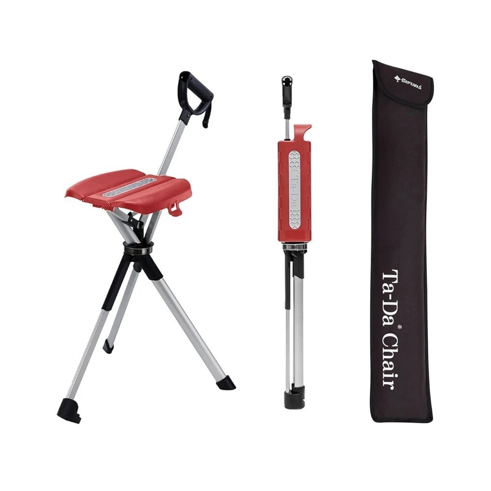 STEP2GOLD Ta-Da Chair Series 2 Portable Trekking Hiking Pole – 34.2″ Red