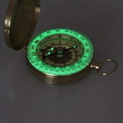 Gold Tone Waterproof Compass with Luminous Dial