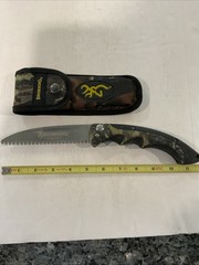 Browning Folding Camp Saw Camo Stainless High Carbon Knife w/ Sheath 924♨️A2