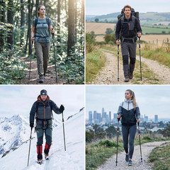 Folding Hiking Poles, Lightweight 7075 Aluminum Alloy Mountain Tech Trekking Pol