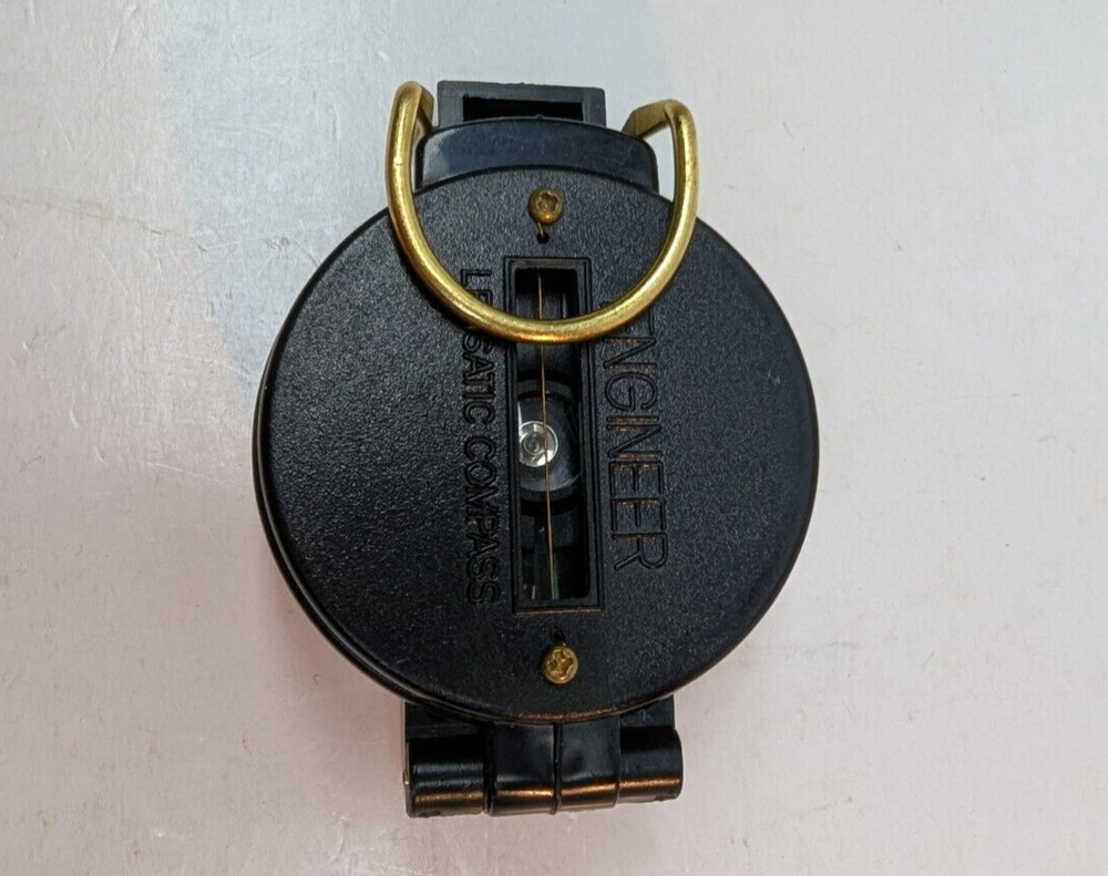 Vintage Precise Pathfinder Engineer Lensatic Compass Taiwan 2 Inch Black