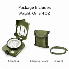 Hiking Compass for Survival, Lensatic Compass – Water-Resistant & Durable for