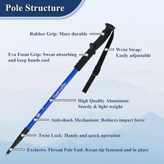 Ergonomic Nordic Walking Poles – Anti-Shock, Collapsible, Ultralight, 73″ Tall