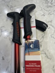 Hiking Poles Walking Sticks All Season Adjustable Crescent Moon Trekking RED