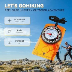 Compass Hiking Survival, Wilderness Survival Compass for Kids- Magnetic orange