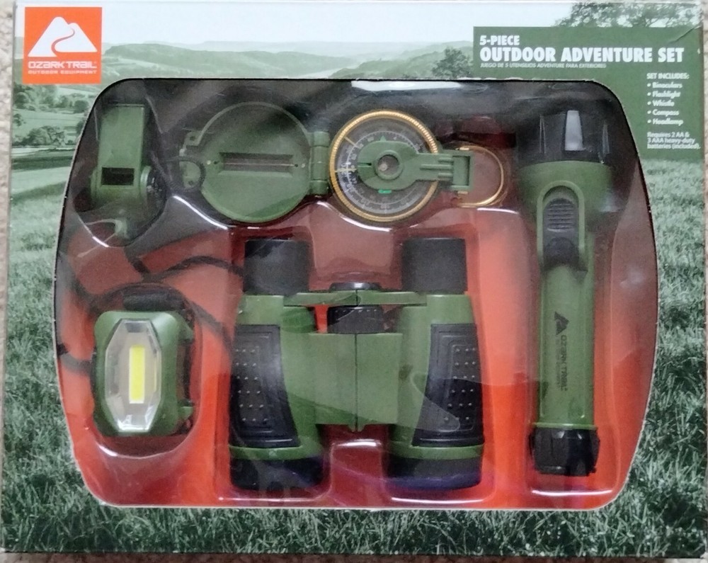 Ozark Trail 5 Piece Outdoor Adventure Set Binoculars Compass Flashlight and More