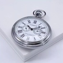 Men’s Vintage Full Brass Pocket Watch Vintage Nautical Clock With Chain