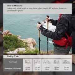 Mixtend F3T2 Adjustable Trekking Poles with EVA Foam Grips – 45.3-53.1in