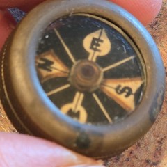 Marble’s Gladstone Michigan brass compass pin back