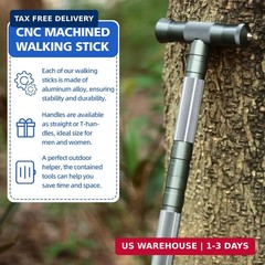 aiGear G2 Tactical Hiking Stick, 5-Section Heavy Duty Walking Staff for Men Wome