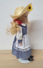 Porcelain Doll 40cm Collector Doll with Hat Dress Complete Vintage Decor