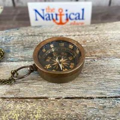 Brass Pocket Compass w/ Optional 27″ Chain & Bag – Gold, Silver, Antique Finish