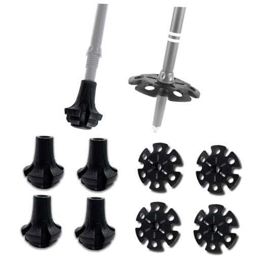 Trekking Pole Tips and Snow Baskets Kit (8-Piece Set) – 4 Heavy Duty 10mm