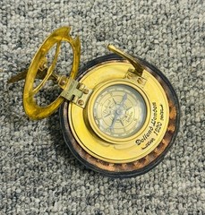 Vintage-Style Brass Sundial Compass Handmade Brass Finish With Leather Case 3″