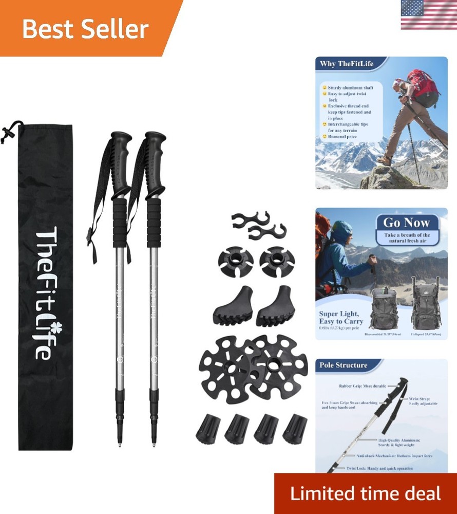 Complete Hiking Pole Set: Anti-Shock, Collapsible, and Portable for Adventures