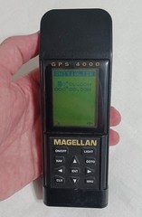 MAGELLAN GPS 4000 Handheld Satellite Navigator, Case, Powers On Needs 4AA Bats