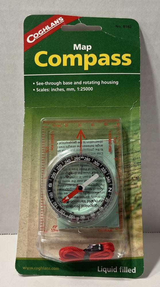 Coghlan’s Map Compass See-Through Base & Rotating Housing Lanyard Survival