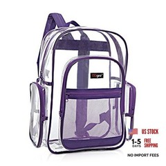 17-Inch Clear Backpack – Transparent PVC School Backpack, Daypack, Purple