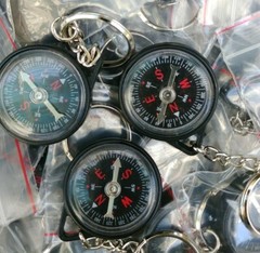 (5 pcs) Mini Compass 1 3/8″ Metal Plate with Chain Ring – USA Seller