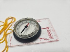 Vintage Coleman Baseplate Map Compass Lightweight Hiking Yellow Lanyard Taiwan