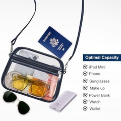 Clear Bag for Stadium Events Clear Sports Fan Handbags Purses Small Navy Blue