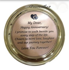 Custom Engraved Sundial Compass Personalized Gift for Husband & Wife