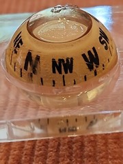 Vintage Acrylic Lucite Transparent Compass Floating In Liquid