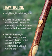 48 In. Hiking Walking Stick Strong Durable Hawthorn Wood Handcrafted in the USA
