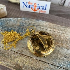 Brass Sundial Compass w/ Optional 27″ Necklace Chain – Gold, Silver, Antique